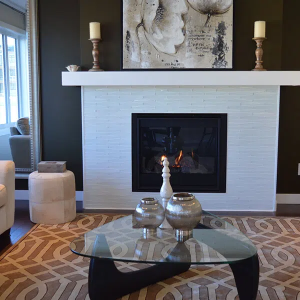 Fireplace and chimney components in a mountain home
