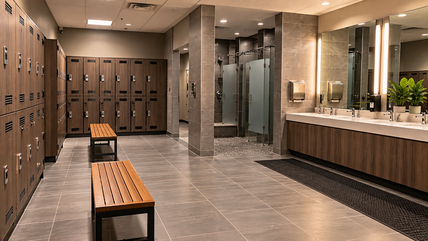 Fitness center locker room