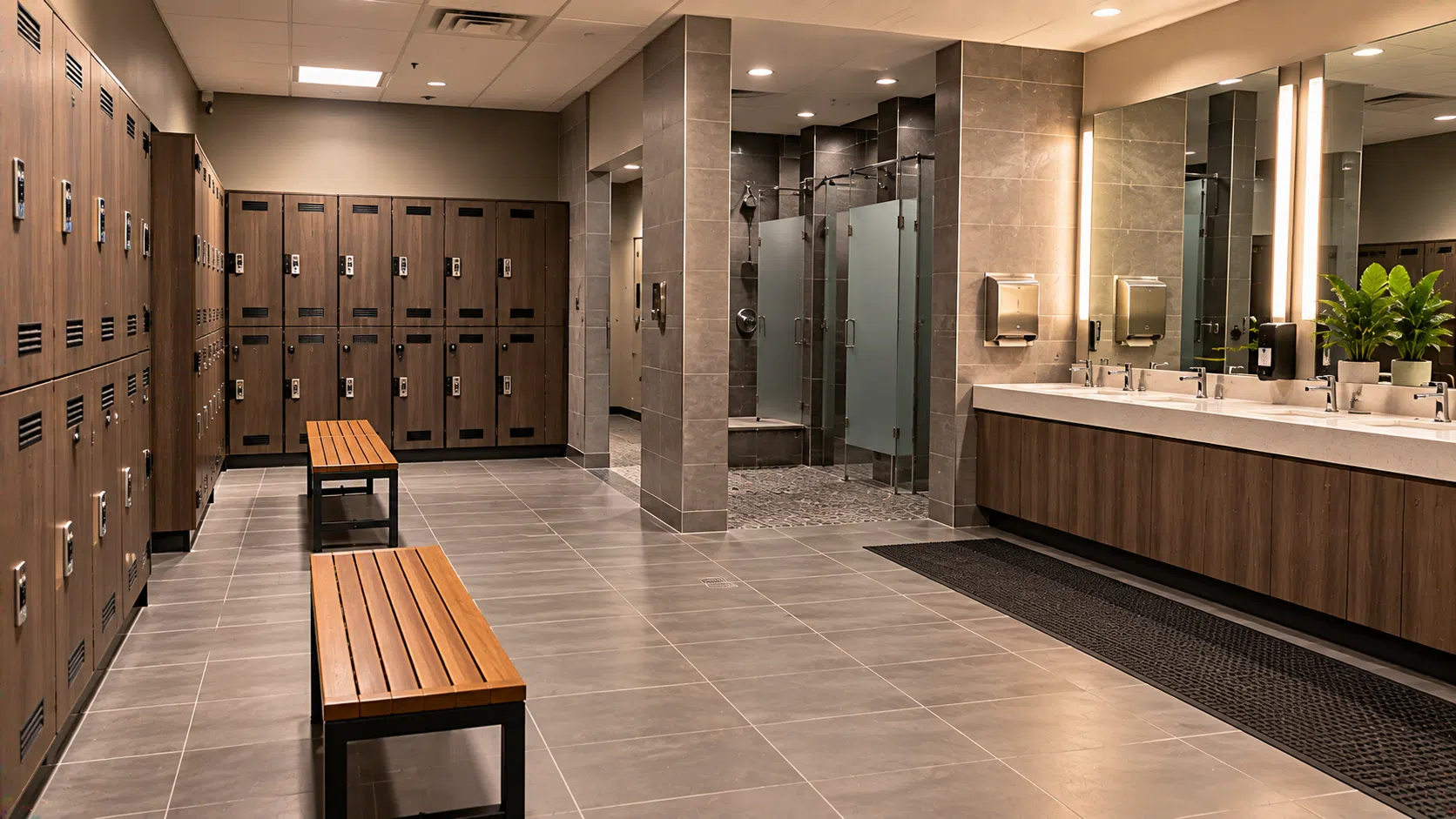 Fitness center locker room
