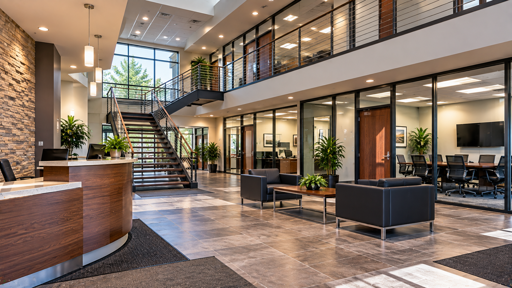 Office building lobby and reception area