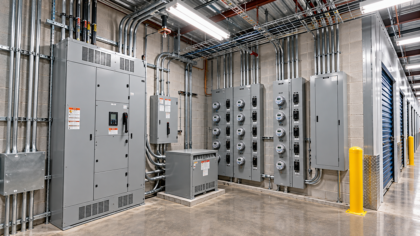 Electrical equipment room at a storage facility