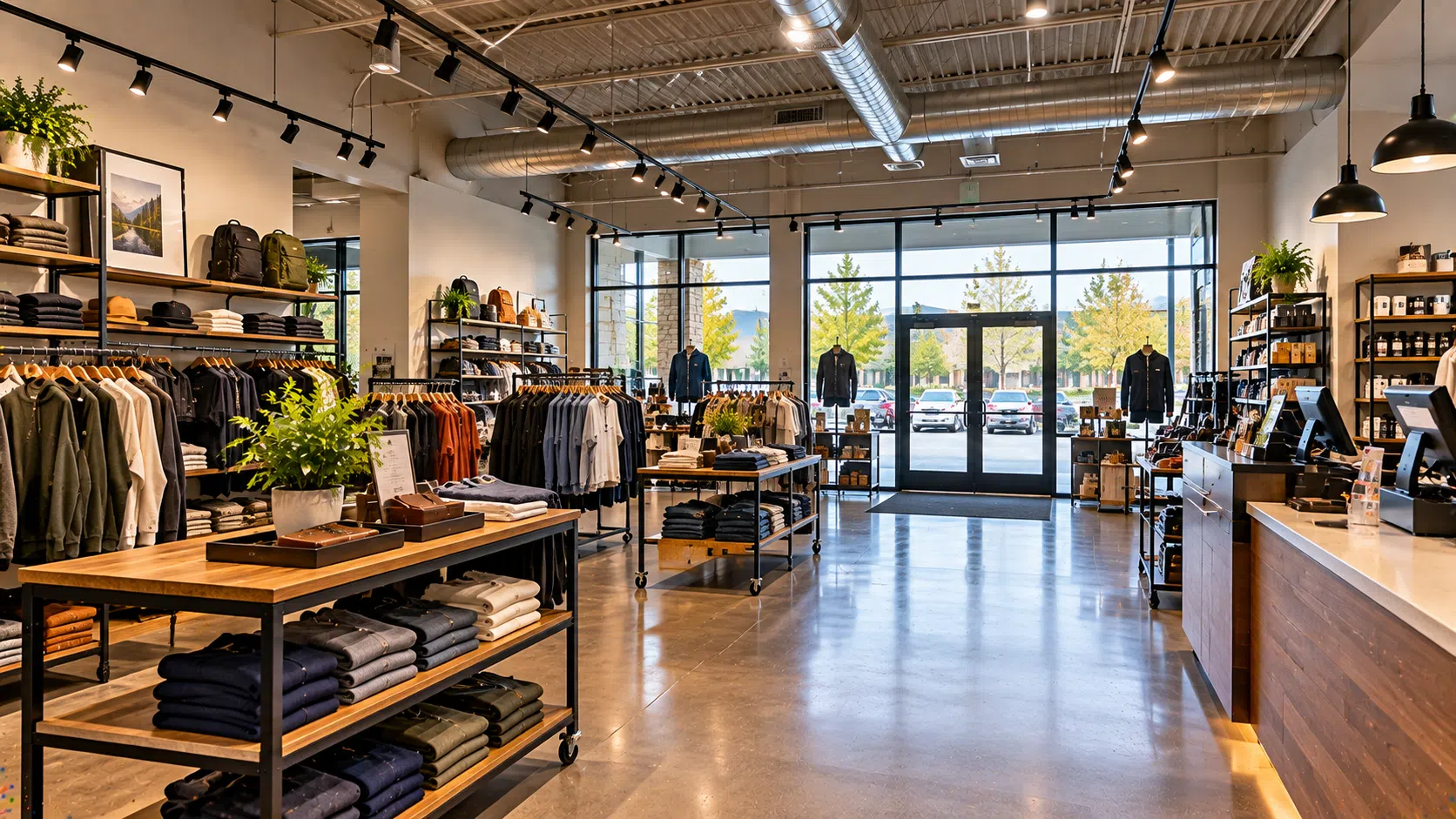 Retail store interior with merchandise displays